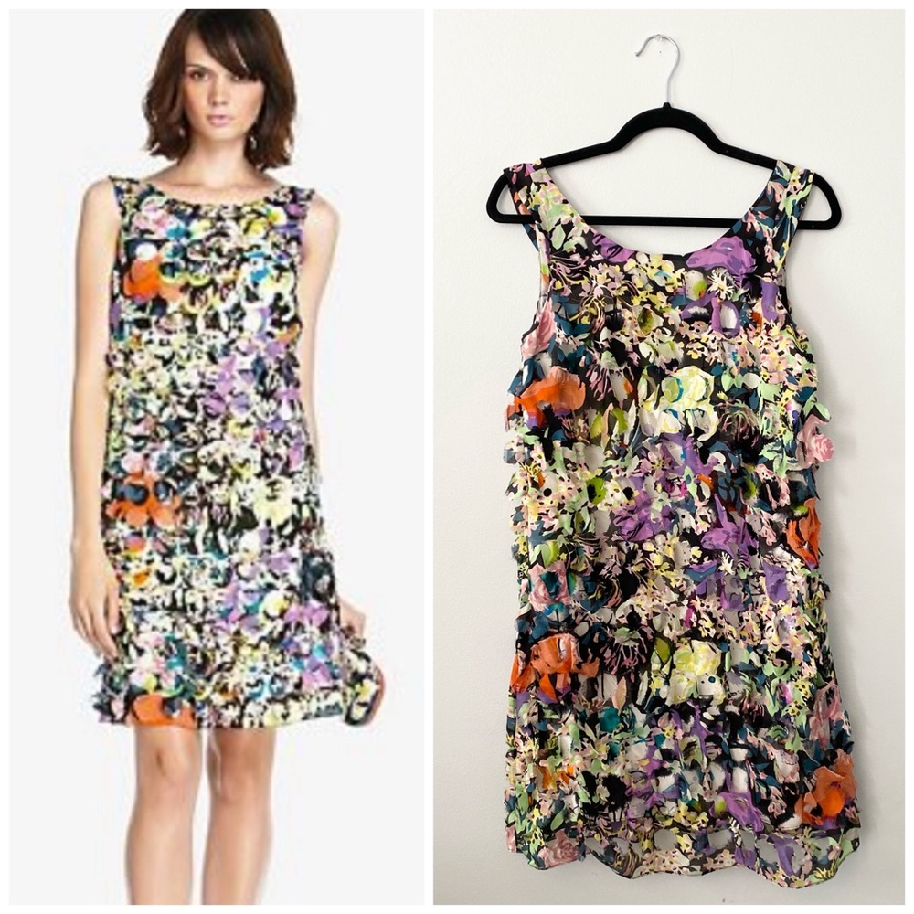 Diane Von Furstenberg Watercolor Paint Carmina Silk Shift Dress Women's Size 4